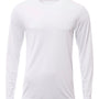 A4 Mens Sprint Moisture Wicking Long Sleeve Crewneck T-Shirt - White
