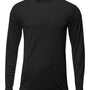 A4 Mens Sprint Moisture Wicking Long Sleeve Crewneck T-Shirt - Black