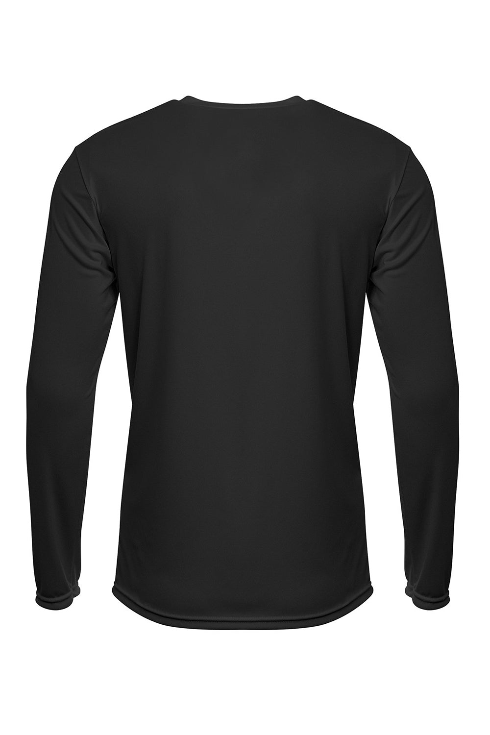A4 N3425 Mens Sprint Moisture Wicking Long Sleeve Crewneck T-Shirt Black Flat Back