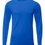 A4 Mens Sprint Moisture Wicking Long Sleeve Crewneck T-Shirt - Royal Blue