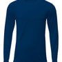 A4 Mens Sprint Moisture Wicking Long Sleeve Crewneck T-Shirt - Navy Blue