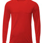 A4 Mens Sprint Moisture Wicking Long Sleeve Crewneck T-Shirt - Scarlet Red