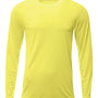 A4 Mens Sprint Moisture Wicking Long Sleeve Crewneck T-Shirt - Safety Yellow