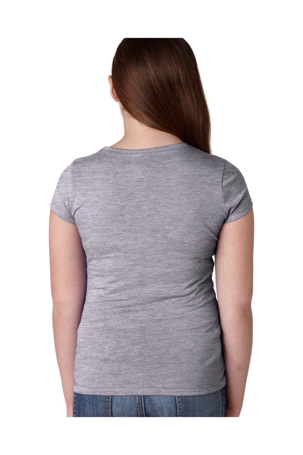 Next Level N3710/3710 Youth Princess Fine Jersey Short Sleeve Crewneck T-Shirt Heather Grey Model Back