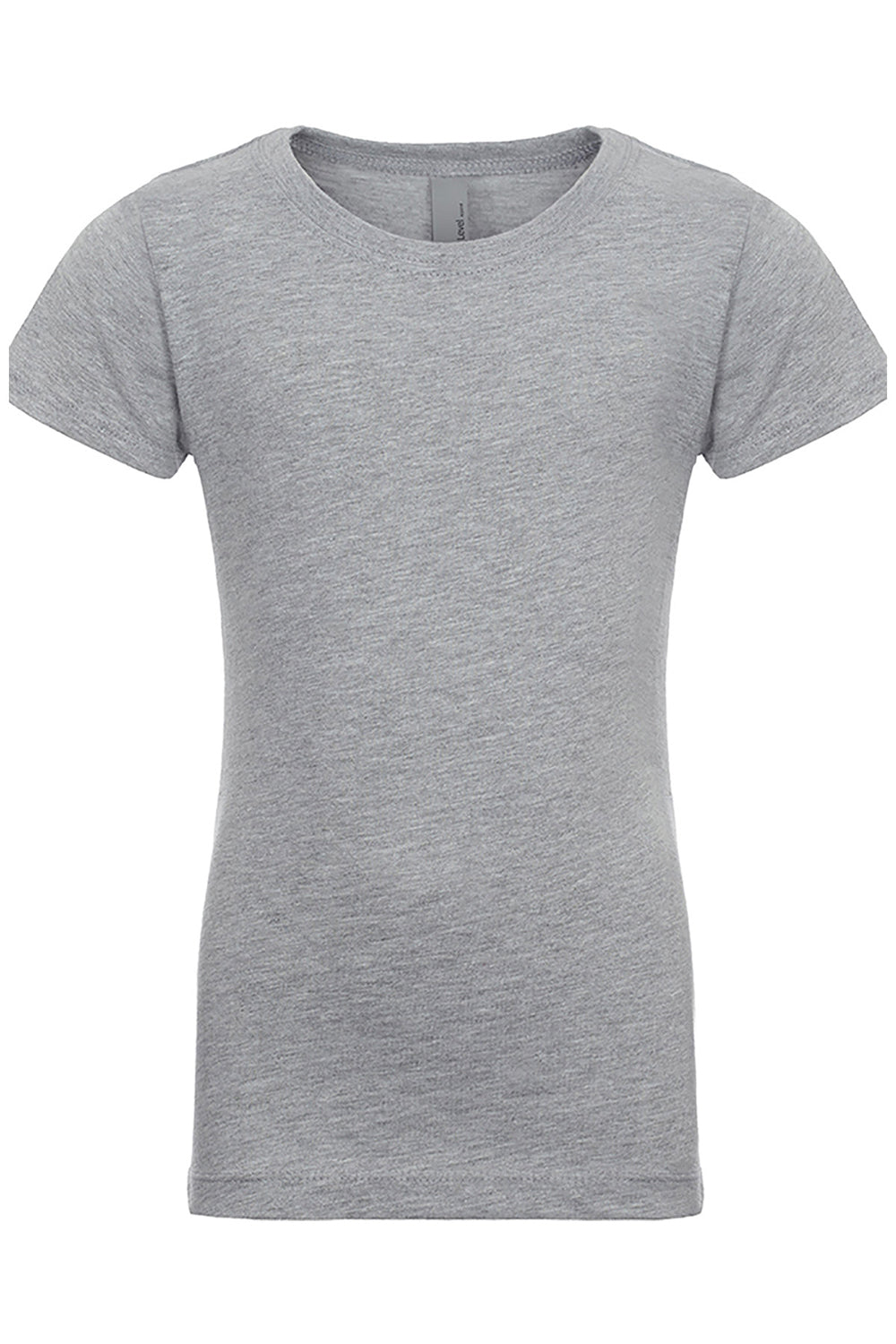 Next Level N3710/3710 Youth Princess Fine Jersey Short Sleeve Crewneck T-Shirt Heather Grey Flat Front