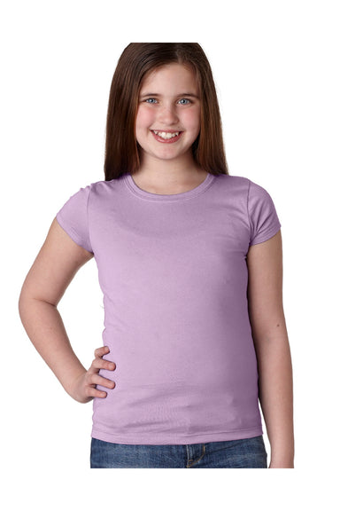 Next Level N3710/3710 Youth Princess Fine Jersey Short Sleeve Crewneck T-Shirt Lilac Puple Model Front