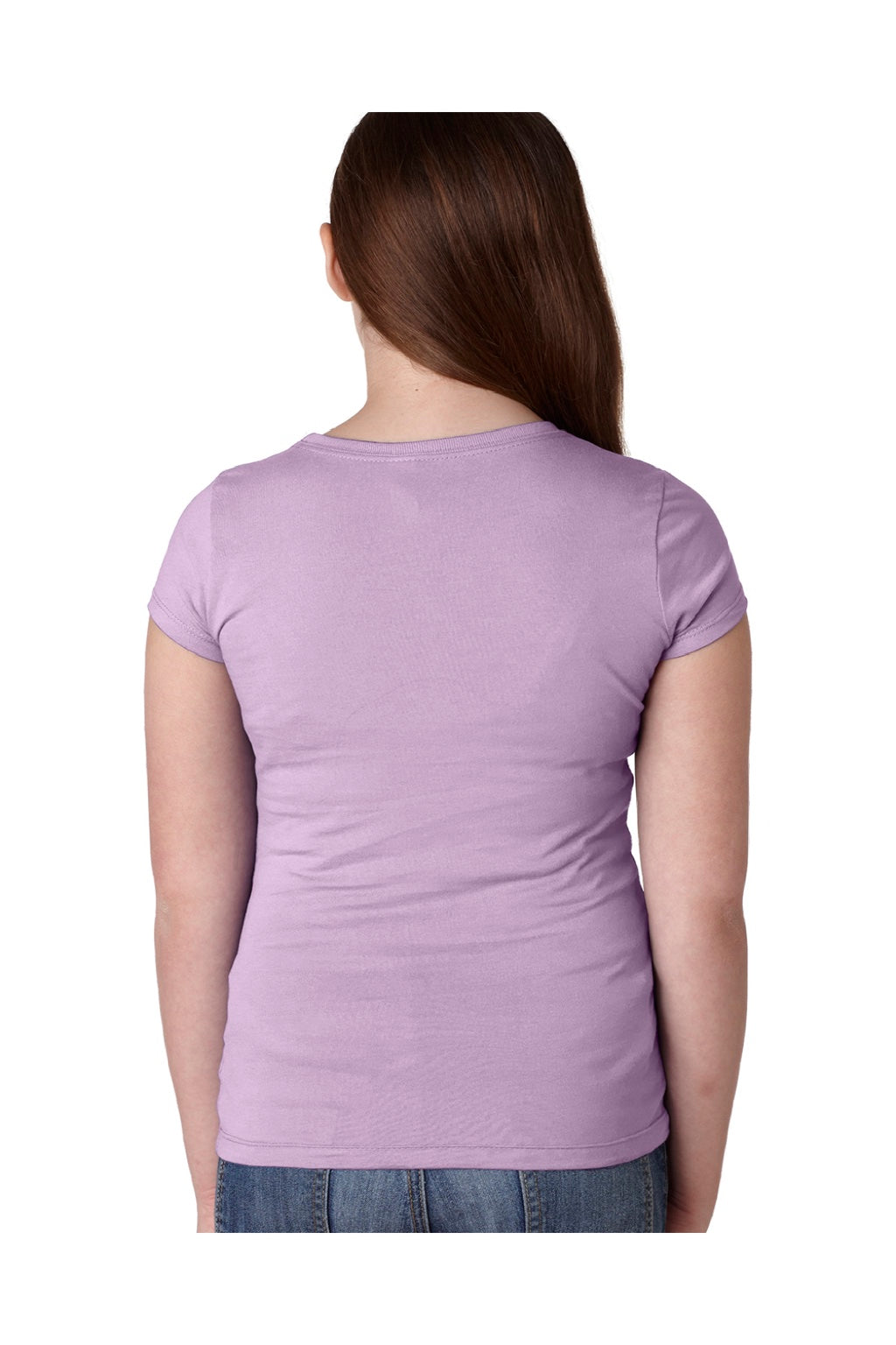 Next Level N3710/3710 Youth Princess Fine Jersey Short Sleeve Crewneck T-Shirt Lilac Puple Model Back