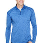 A4 Mens Tonal Space Dye Performance Moisture Wicking 1/4 Zip Sweatshirt - Light Blue