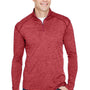 A4 Mens Tonal Space Dye Performance Moisture Wicking 1/4 Zip Sweatshirt - Red