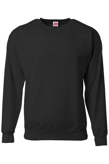 A4 N4275 Mens Sprint Tech Fleece Crewneck Sweatshirt Black Flat Front