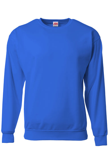 A4 N4275 Mens Sprint Tech Fleece Crewneck Sweatshirt Royal Blue Flat Front