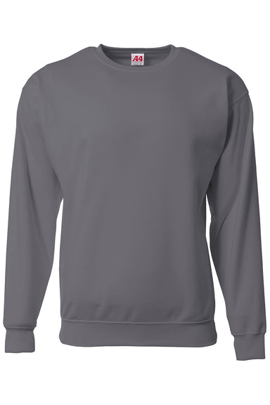 A4 N4275 Mens Sprint Tech Fleece Crewneck Sweatshirt Graphite Grey Flat Front