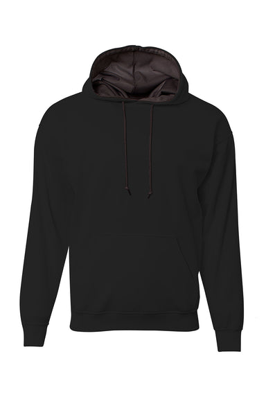 A4 N4279 Mens Sprint Tech Fleece Hooded Sweatshirt Black Flat Front