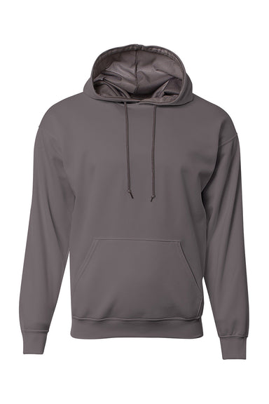 A4 N4279 Mens Sprint Tech Fleece Hooded Sweatshirt Graphite Grey Flat Front