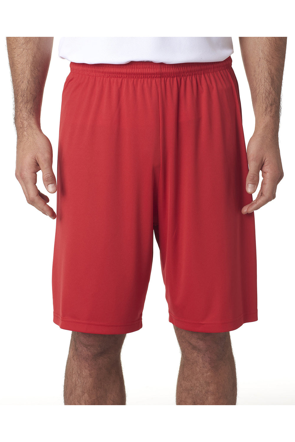 A4 N5283 Mens Moisture Wicking Performance Shorts Scarlet Red Model Front
