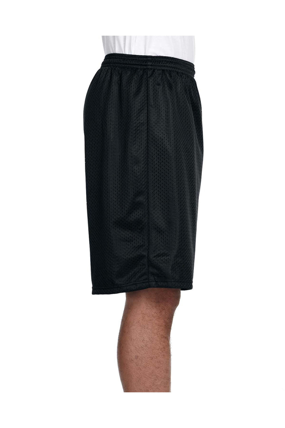 A4 N5296 Mens Moisture Wicking Tricot Mesh Shorts Black Model Side