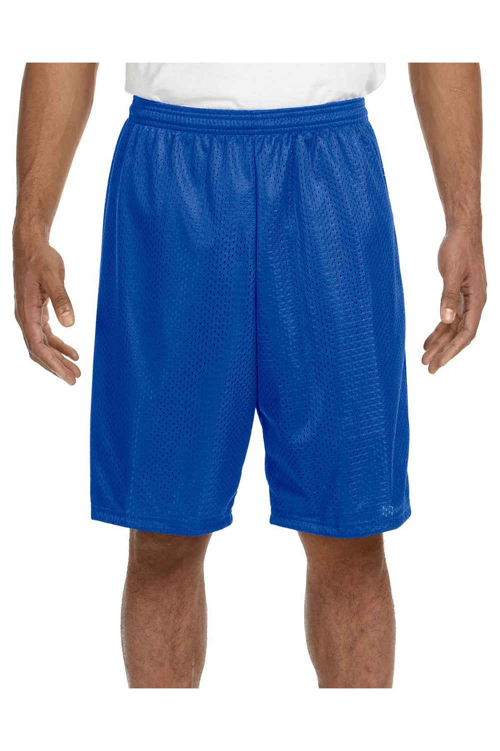 A4 N5296 Mens Moisture Wicking Tricot Mesh Shorts Royal Blue Model Front