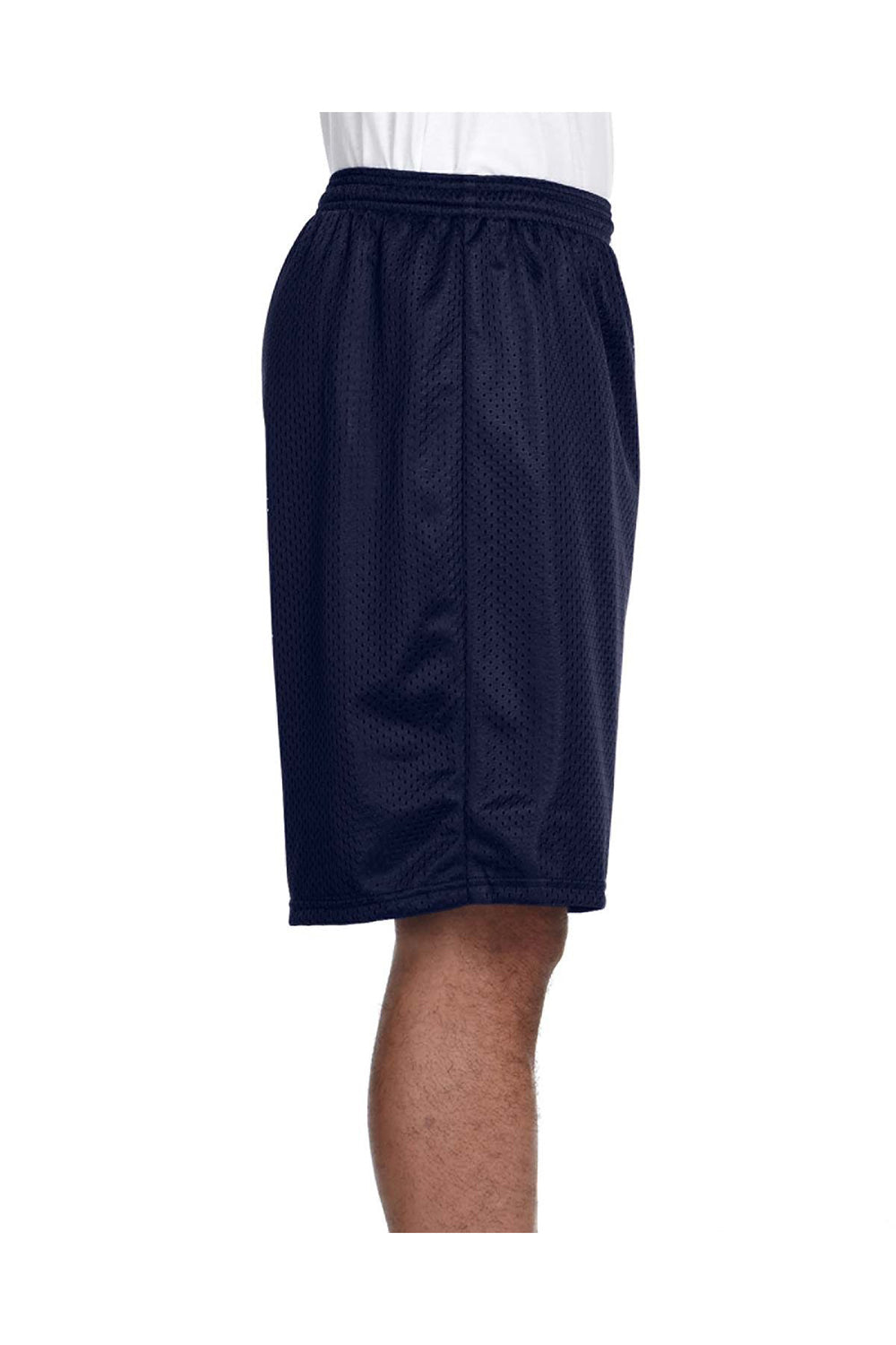 A4 N5296 Mens Moisture Wicking Tricot Mesh Shorts Navy Blue Model Side