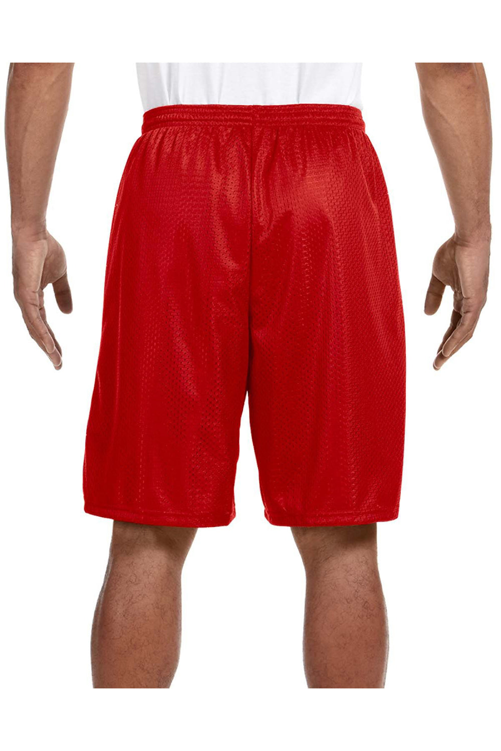A4 N5296 Mens Moisture Wicking Tricot Mesh Shorts Scarlet Red Model Back