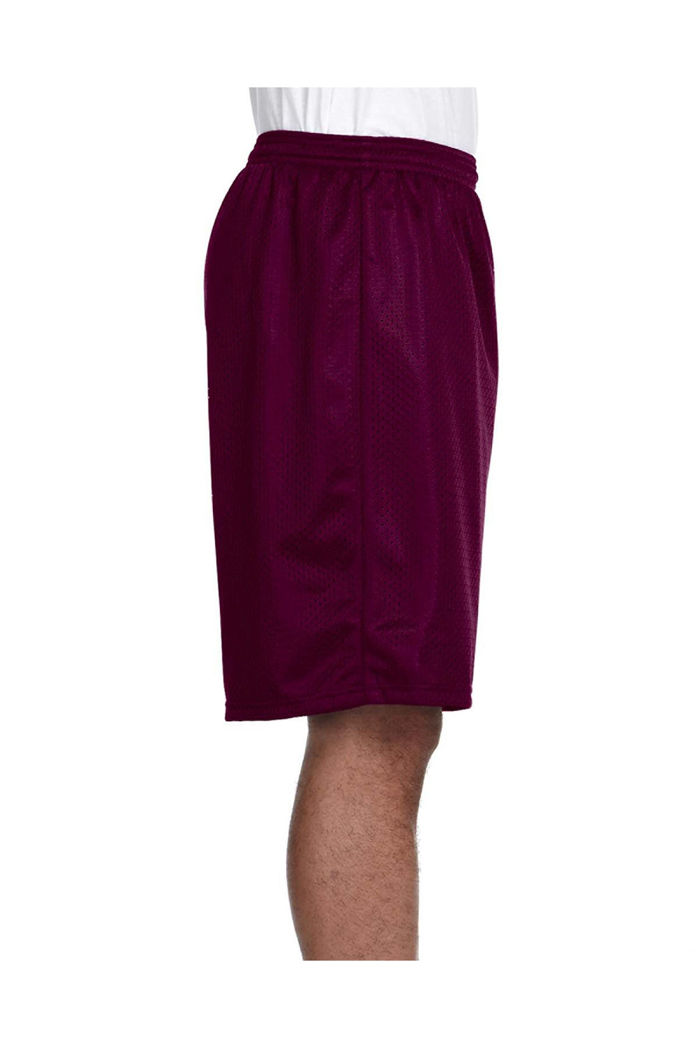 A4 N5296 Mens Moisture Wicking Tricot Mesh Shorts Maroon Model Side
