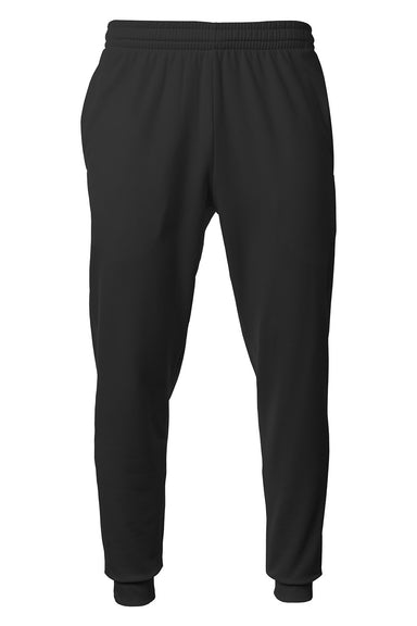 A4 N6213 Mens Sprint Tech Fleece Jogger Sweatpants w/ Pockets Black Flat Front