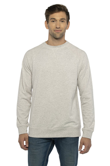Next Level N9000/9000 Mens French Terry Long Sleeve Crewneck T-Shirt Oatmeal Model Front