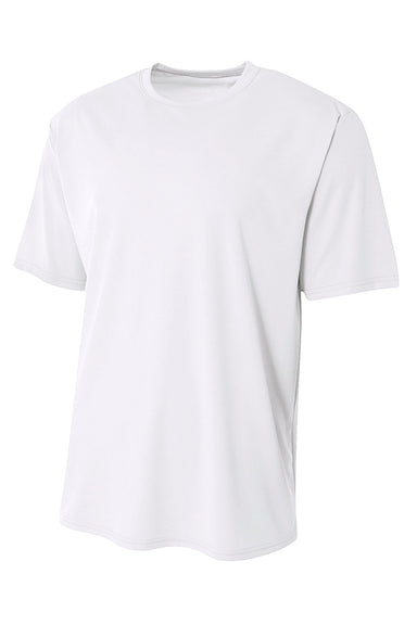 A4 NB3402 Youth Sprint Performance Moisture Wicking Short Sleeve Crewneck T-Shirt White Flat Front