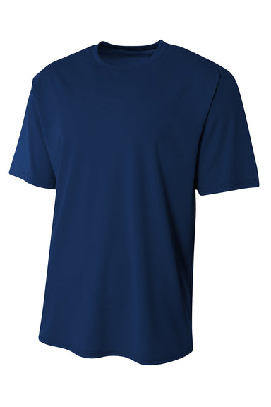 A4 NB3402 Youth Sprint Performance Moisture Wicking Short Sleeve Crewneck T-Shirt Navy Blue Flat Front
