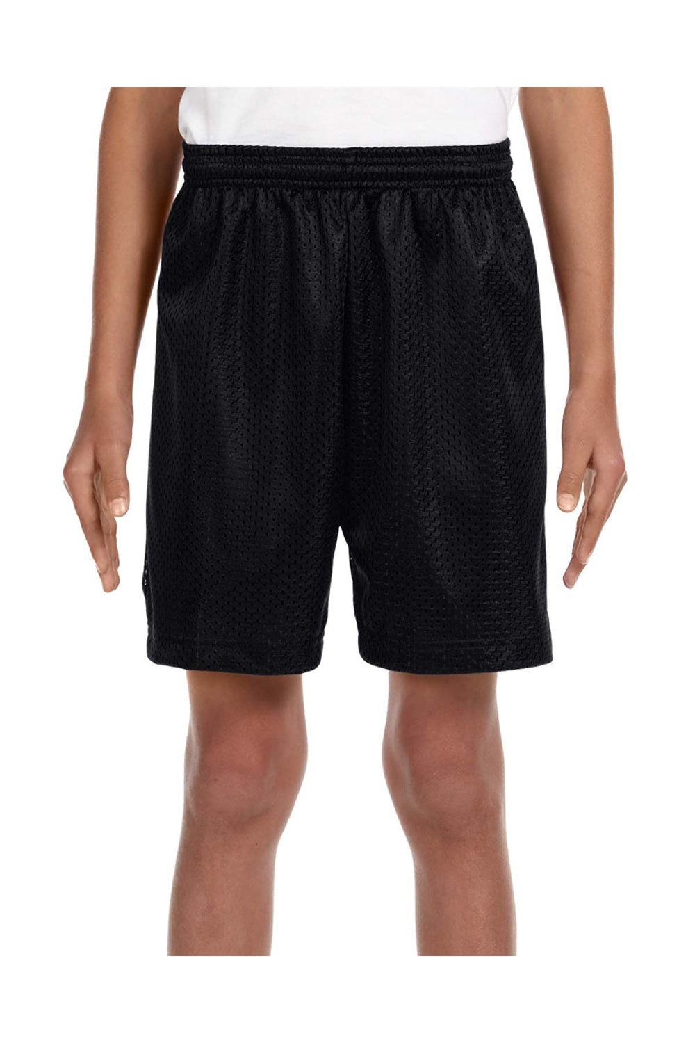 A4 NB5301 Youth Moisture Wicking Mesh Shorts Black Model Front
