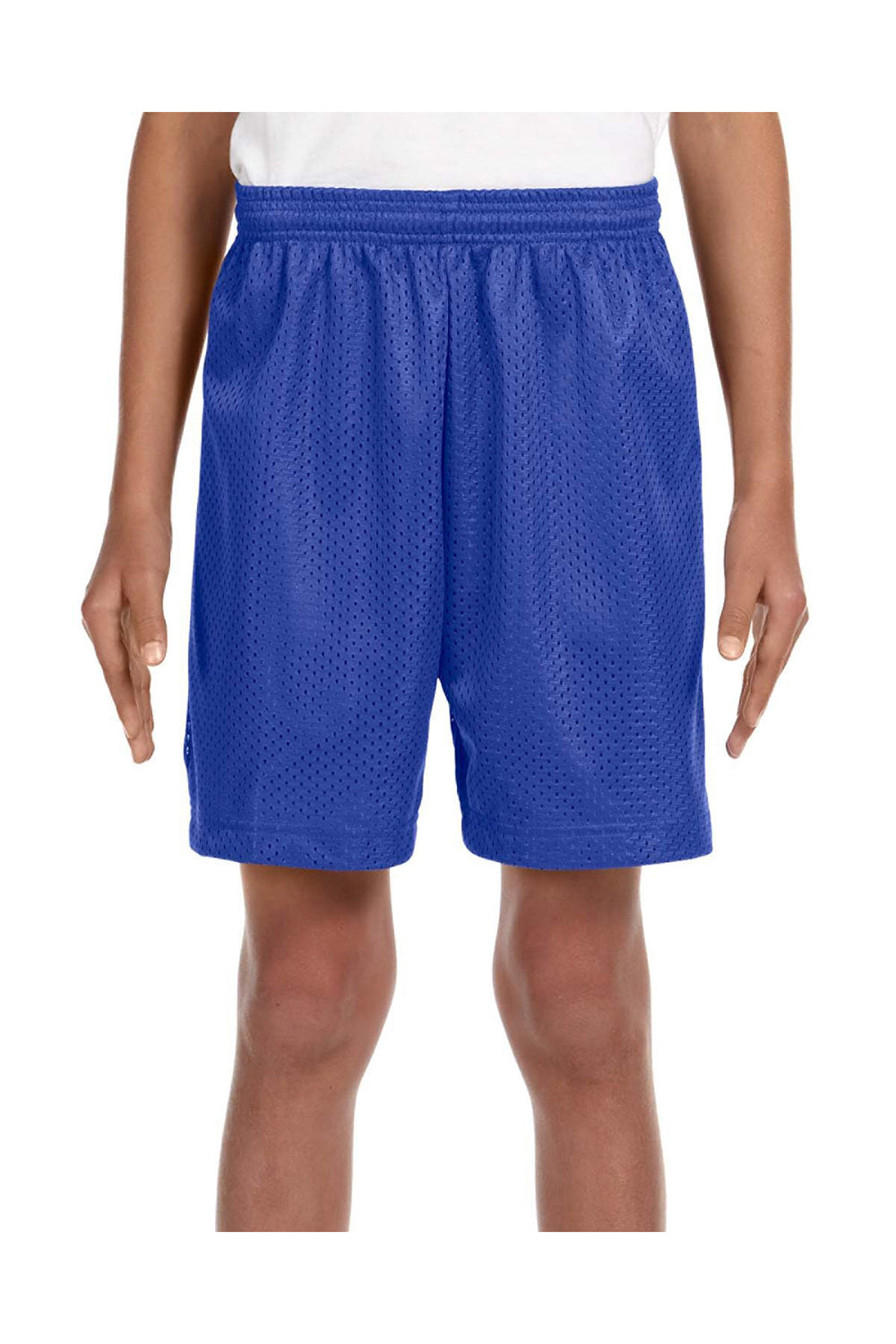 A4 NB5301 Youth Moisture Wicking Mesh Shorts Royal Blue Model Front