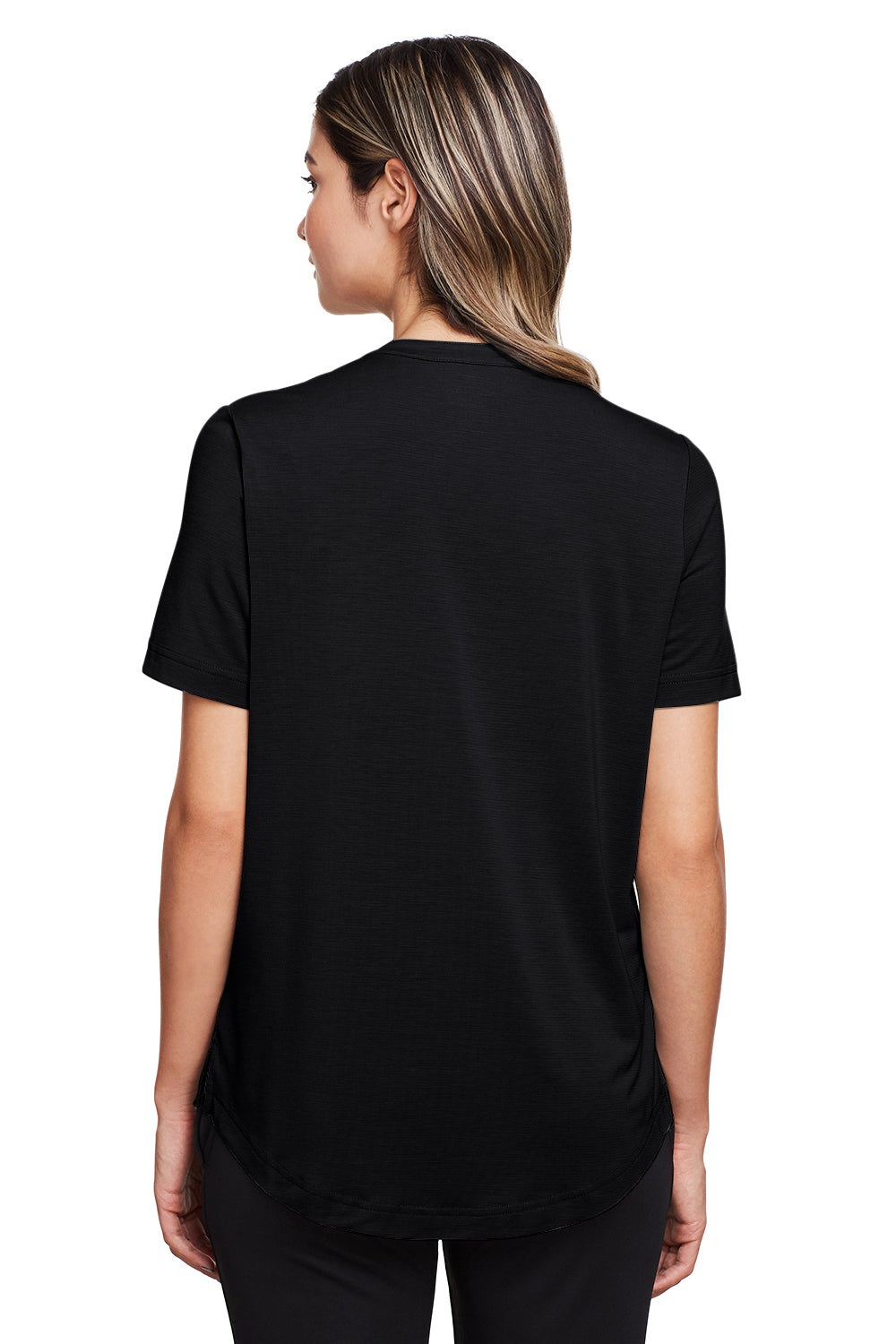 North End NE100W Womens Jaq Performance Moisture Wicking Short Sleeve Polo Shirt Black Model Back