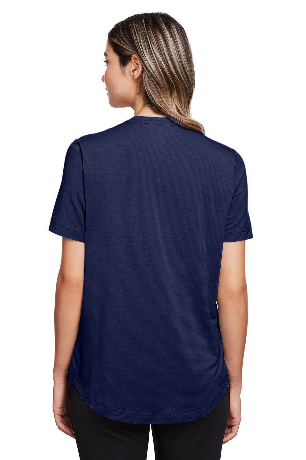North End NE100W Womens Jaq Performance Moisture Wicking Short Sleeve Polo Shirt Classic Navy Blue Model Back