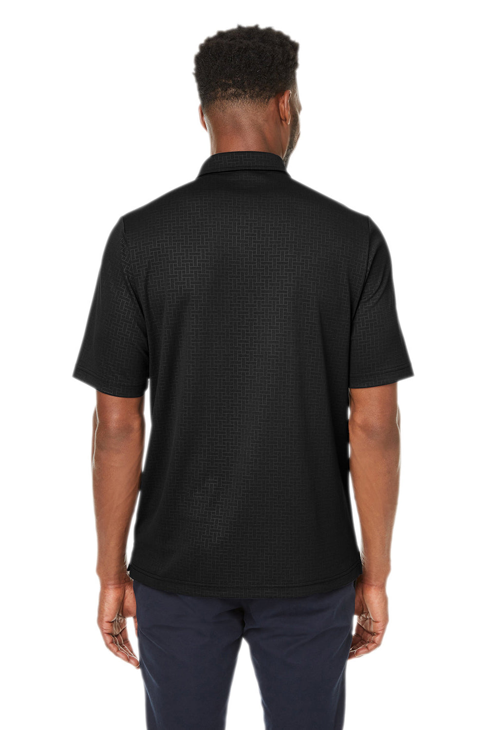 North End NE102 Mens Replay Recycled Moisture Wicking Short Sleeve Polo Shirt Black Model Back