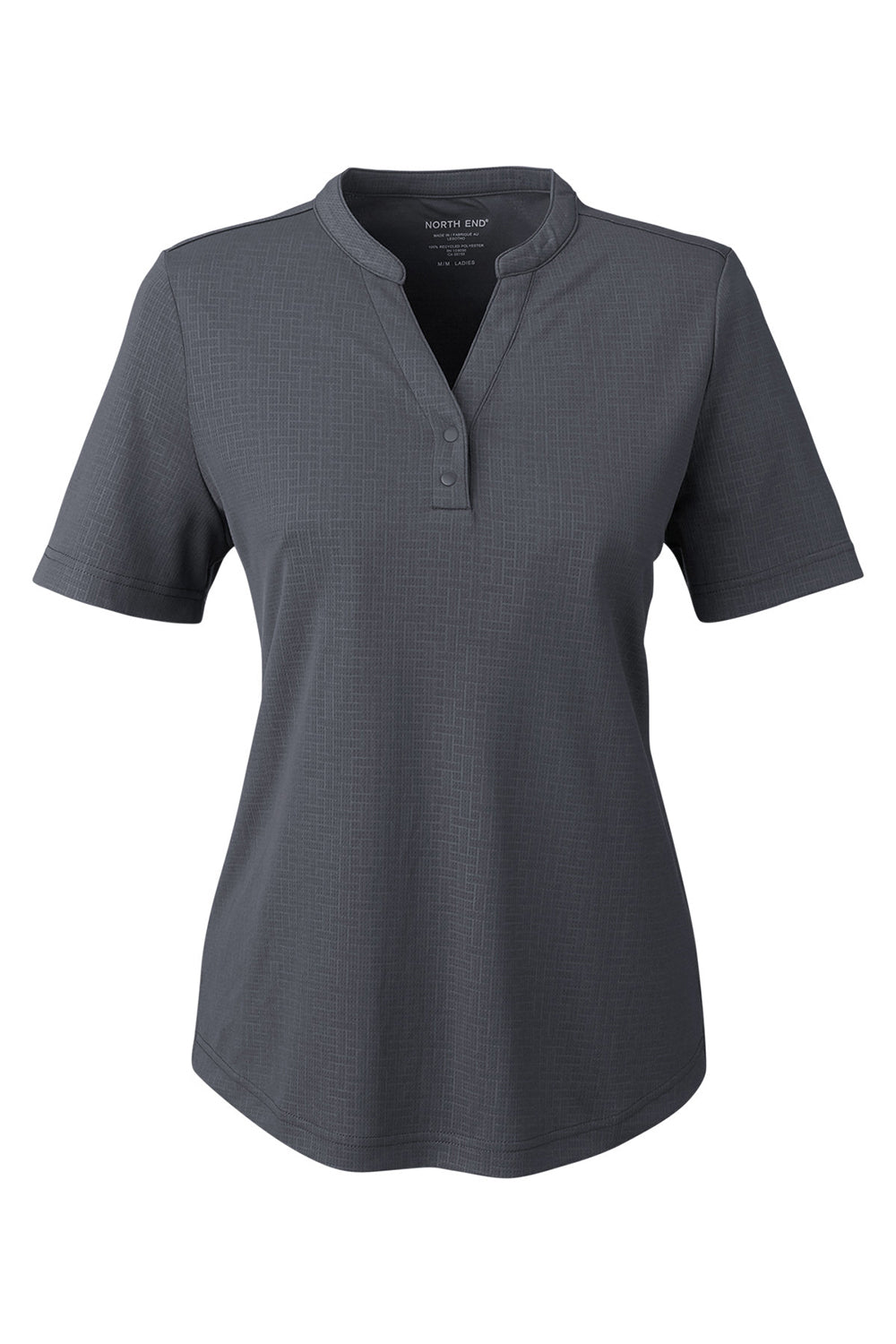 North End NE102W Womens Replay Recycled Moisture Wicking Short Sleeve Polo Shirt Carbon Grey Flat Front