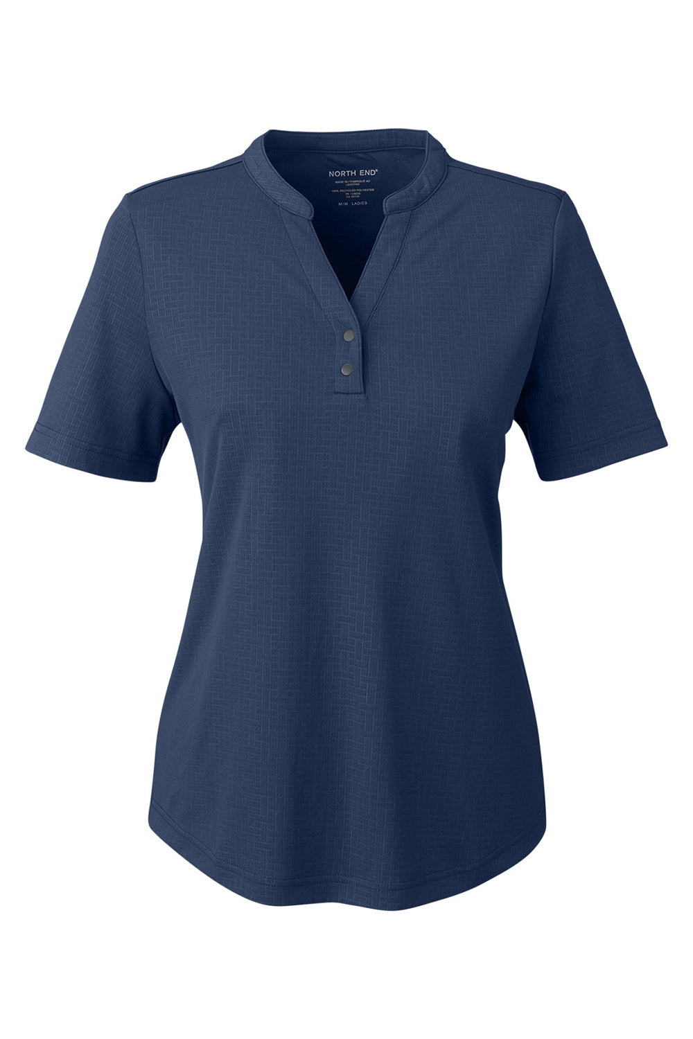 North End NE102W Womens Replay Recycled Moisture Wicking Short Sleeve Polo Shirt Classic Navy Blue Flat Front