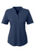North End NE102W Womens Replay Recycled Moisture Wicking Short Sleeve Polo Shirt Classic Navy Blue Flat Front
