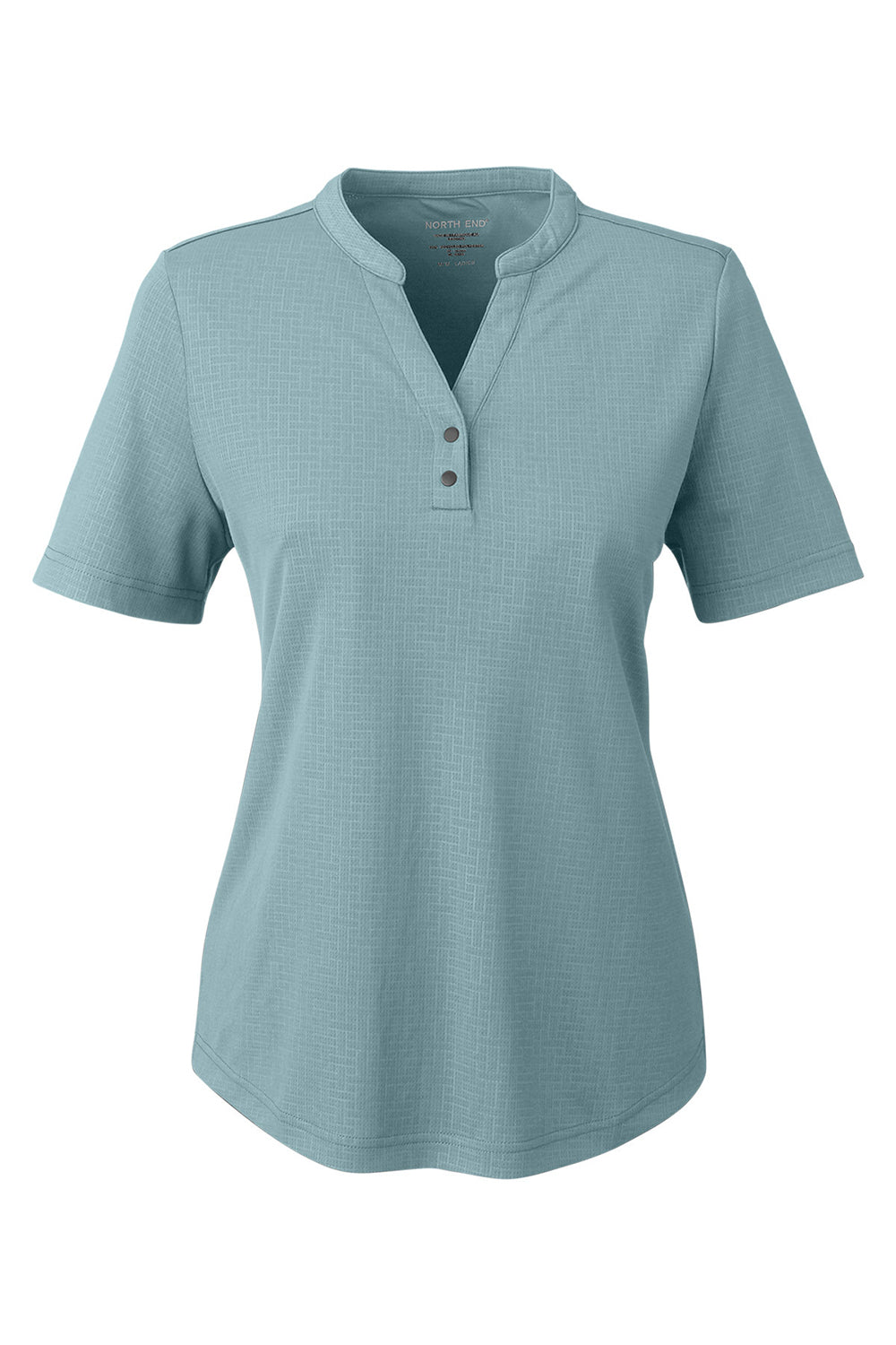 North End NE102W Womens Replay Recycled Moisture Wicking Short Sleeve Polo Shirt Opal Blue Flat Front