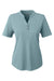 North End NE102W Womens Replay Recycled Moisture Wicking Short Sleeve Polo Shirt Opal Blue Flat Front