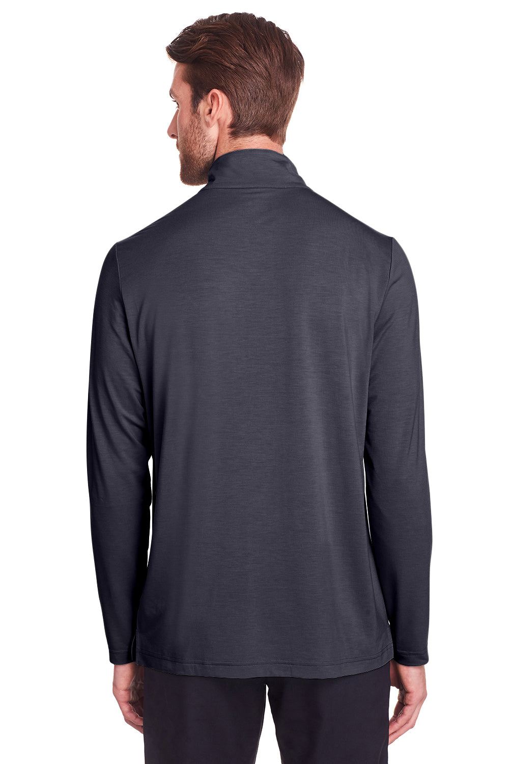 North End NE400 Mens Jaq Performance Moisture Wicking Long Sleeve Polo Shirt Carbon Grey Model Back