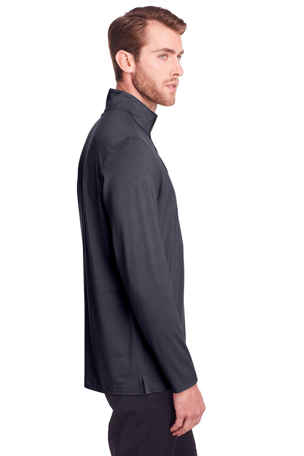 North End NE400 Mens Jaq Performance Moisture Wicking Long Sleeve Polo Shirt Carbon Grey Model Side