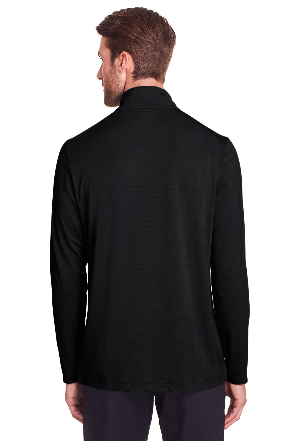 North End NE400 Mens Jaq Performance Moisture Wicking Long Sleeve Polo Shirt Black Model Back