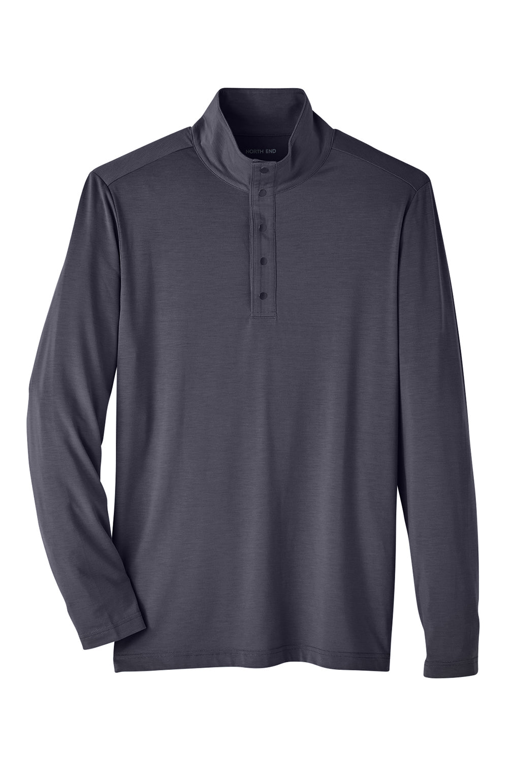 North End NE400 Mens Jaq Performance Moisture Wicking Long Sleeve Polo Shirt Carbon Grey Flat Front