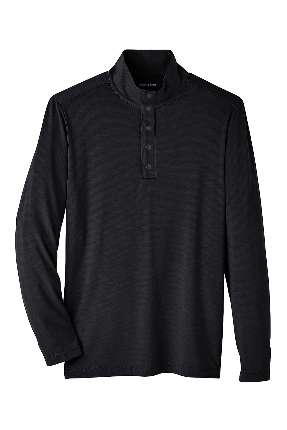 North End NE400 Mens Jaq Performance Moisture Wicking Long Sleeve Polo Shirt Black Flat Front