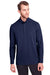 North End NE400 Mens Jaq Performance Moisture Wicking Long Sleeve Polo Shirt Classic Navy Blue Model Front