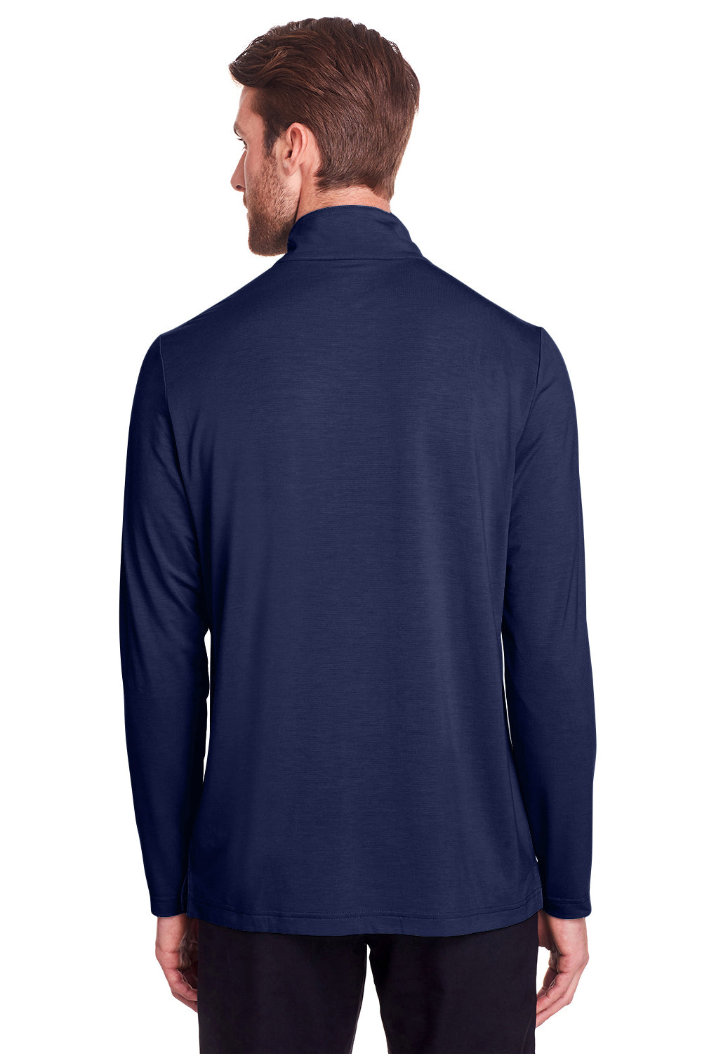 North End NE400 Mens Jaq Performance Moisture Wicking Long Sleeve Polo Shirt Classic Navy Blue Model Back