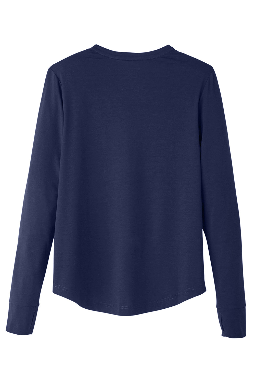 North End NE400W Womens Jaq Performance Moisture Wicking Long Sleeve Polo Shirt Classic Navy Blue Flat Back