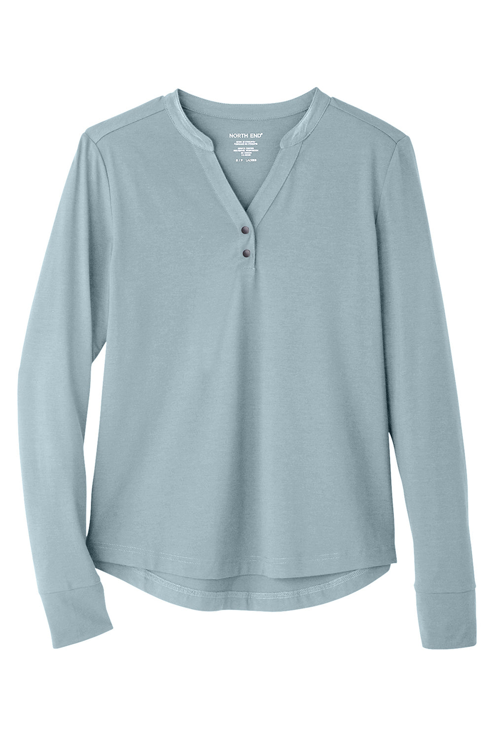 North End NE400W Womens Jaq Performance Moisture Wicking Long Sleeve Polo Shirt Opal Blue Flat Front