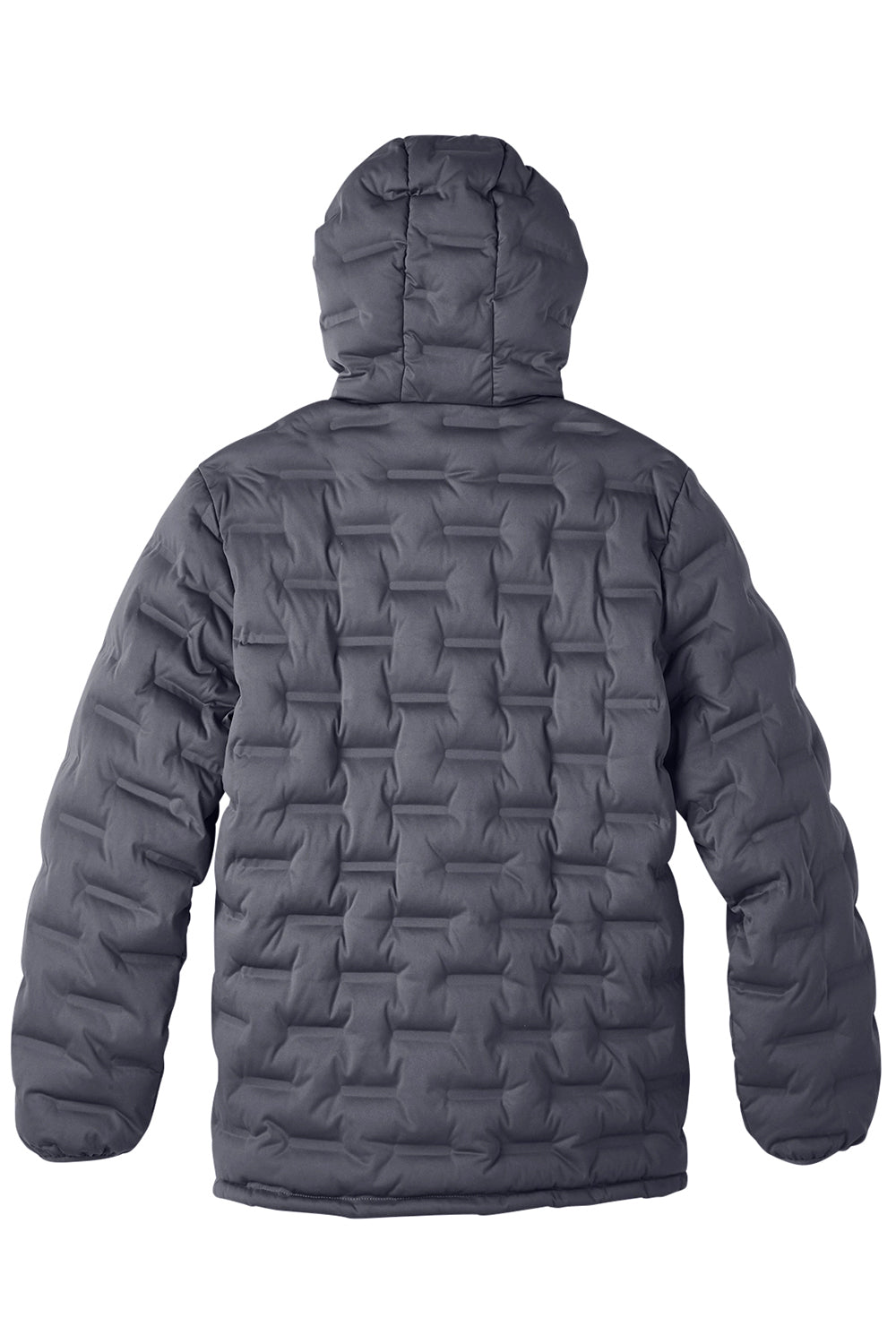 North End NE708 Mens Loft Waterproof Full Zip Hooded Puffer Jacket Carbon Grey/Black Flat Back