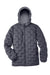 North End NE708 Mens Loft Waterproof Full Zip Hooded Puffer Jacket Carbon Grey/Black Flat Front