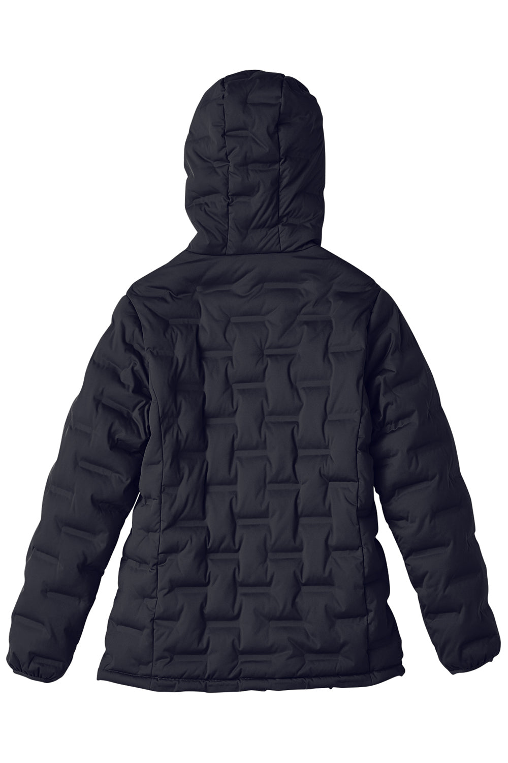 North End NE708W Womens Loft Waterproof Full Zip Hooded Puffer Jacket Black/Carbon Grey Flat Back